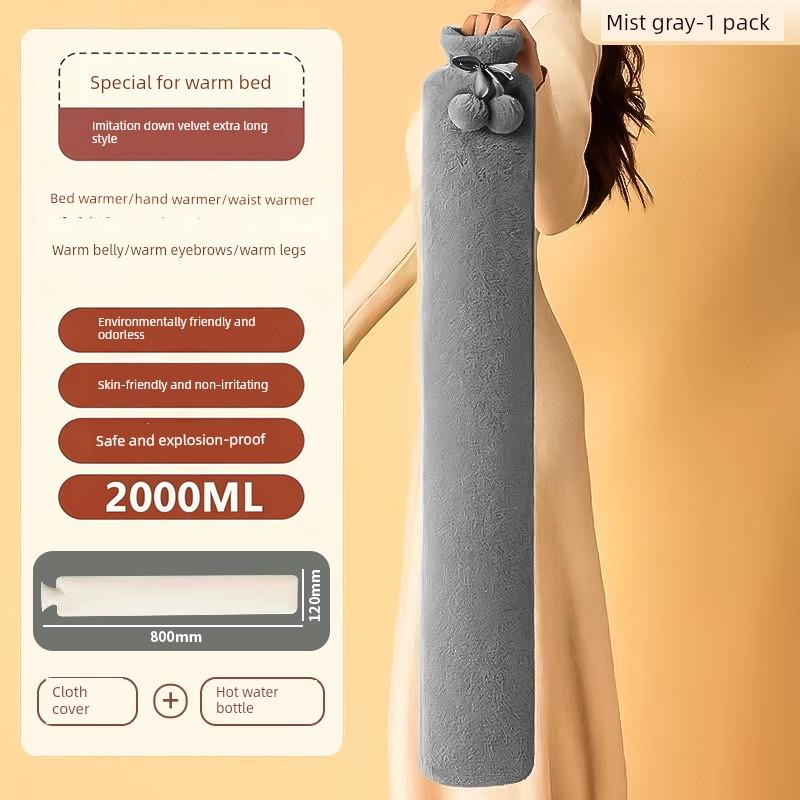 Extended Water-Filled Hot Water Bag for Neck Heating, Large Long Version, Special for Bed, Foot Warmer, Water Heating Pad