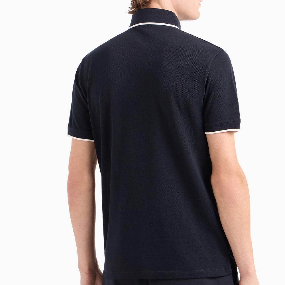 Emporio Armani SS24 Striped Logo Jacquard Straight Casual Short Sleeve Polo Shirt Men polo shirts Black 6D1F65-1JTKZ-00B9