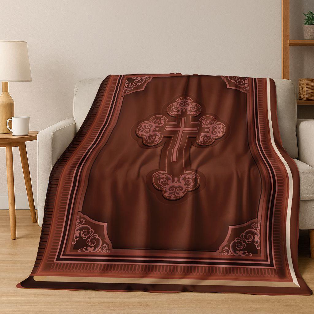 New Belief Cross Holy Bible Pray Jesus Flannel Blanket,Cozy Soft Throw Blanket for Home Bedroom Bed Sofa Picnic Cover Kids Gift