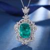 Jewelry Copper Bottom Gold-Plated European Simulation Emerald Red Corundum Luxury Inlaid With Fat Square 12 * 16 Pendant Necklace Female
