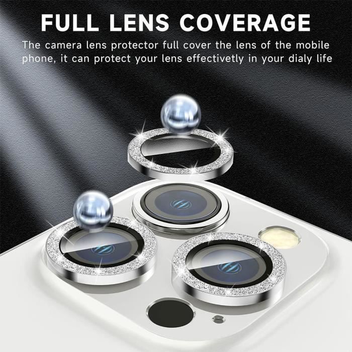 Film de Protection - pour iPhone 15 Pro - 15 Pro Max - Verre Trempé - Aluminium Argenté - Résistant aux Rayures