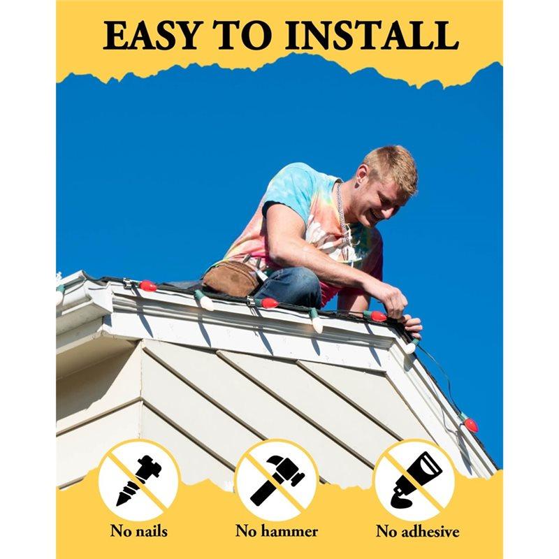 ABFS Christmas Light Clips For Outside String Lights-Metal 50 Pcs-Weatherproof Gutter Clips For Xmas Seasonal Rope