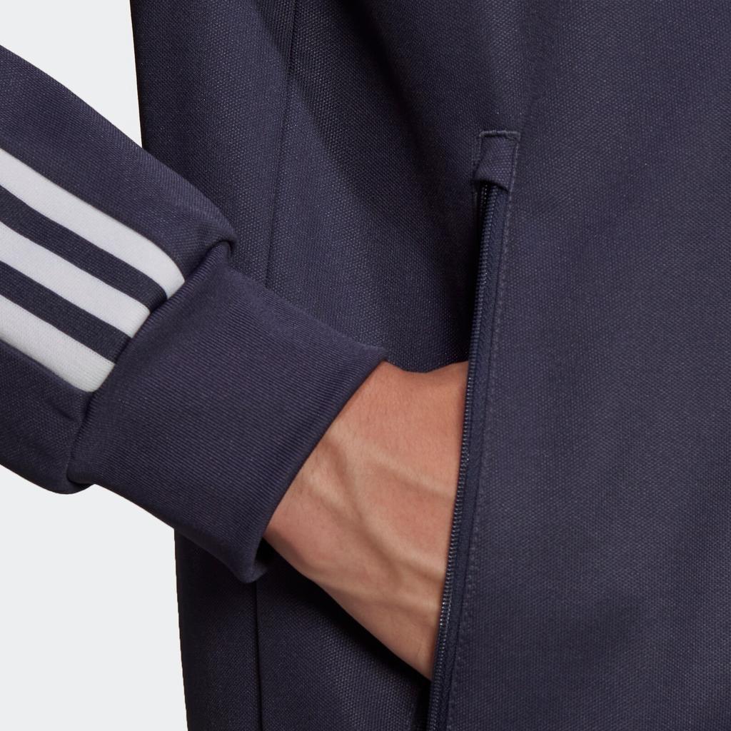 Adidas Originals Trefoil Stripe Print Stand Collar Sports Jacket Men Outerwear Dark-Grey Navy HB9445