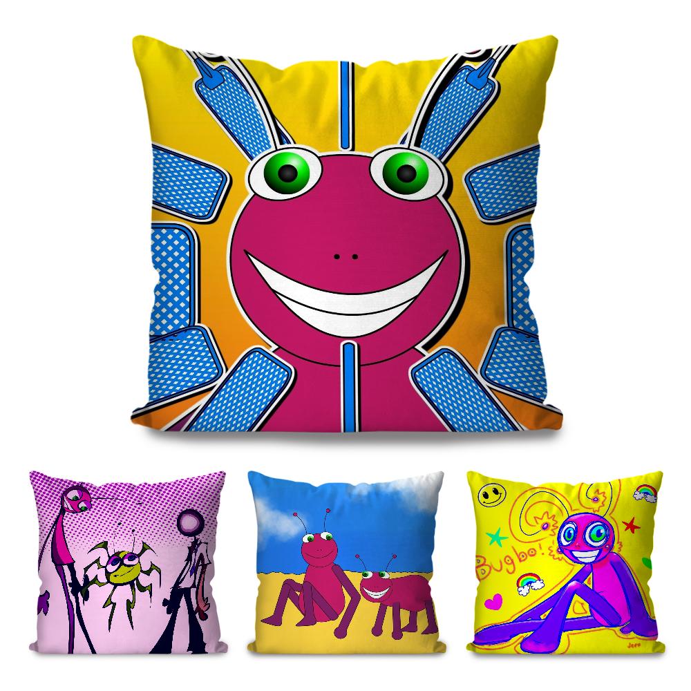 B-Bugbo Cartoon Cute Pillow Case Square Pillow Bedroom Sofa Leisure Comfort Cushion Car Living Room Home Decoration 40X40