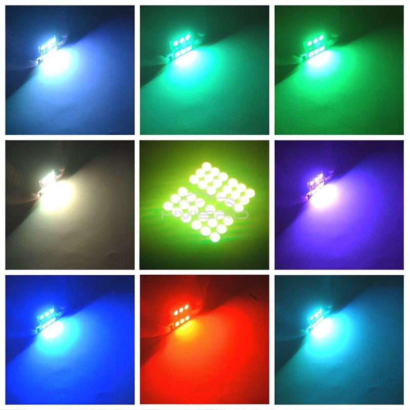 C5w Car Led RGB 5050 6SMD 31mm-41mm Festoon Dome Door Lights Automobile Remotes Controller Colorful Lamps Roof Atmospheres Bulbs