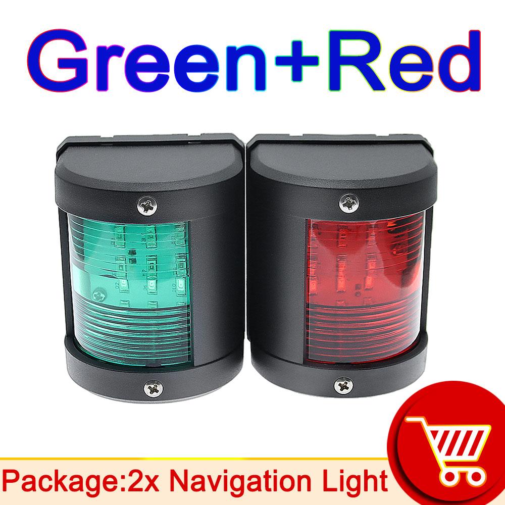 AD 1/2Pcs Red Green Navigation Light For Marine Boat Yacht Motorboat Fishing LED Lights Waterproof Side Marker Signal Lamp