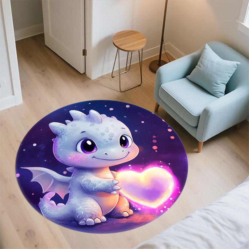 Runder Teppich mit Drachenmuster, Teppich für Wohnzimmer, Schlafzimmer, Spielzimmer, Rutschfeste Bodenmatte, Feiertagsgeschenke und Geburtstagsgeschenke.