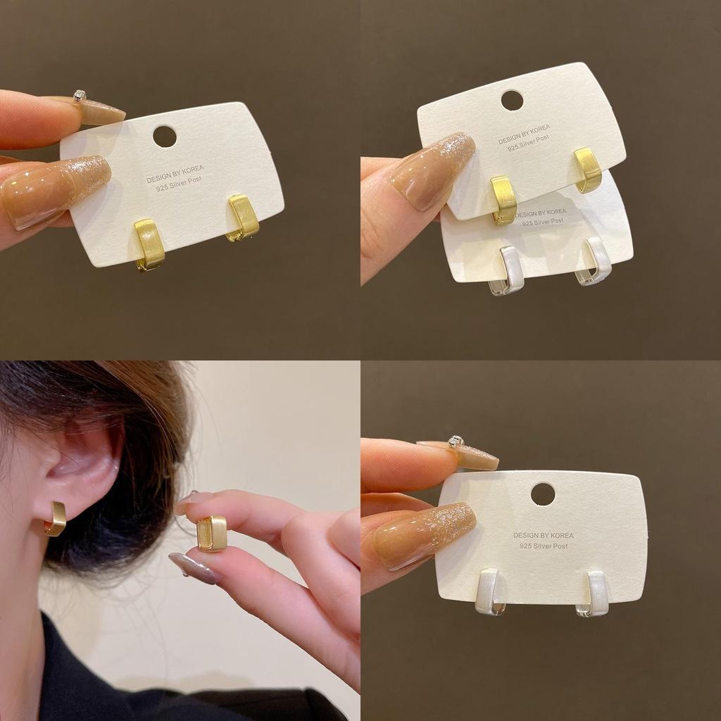 Unique And Trendy Geometric Copper Earrings With Sandblasted Finish