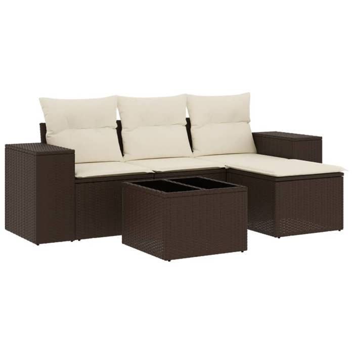 VidaXL Garden Lounge Set with Cushions 5 Pcs, Sofas with Backrest, Furniture Set, Patio Terrace Furniture, Brown 3222482