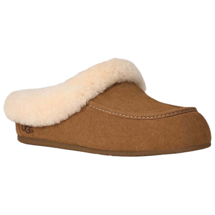UGG ANSLEY Rubber Sole Abrasion Resistant Closed Toe Slippers Women's Chestnut 1171391-CHE