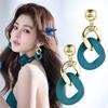 Fashionable white geometric earrings earrings