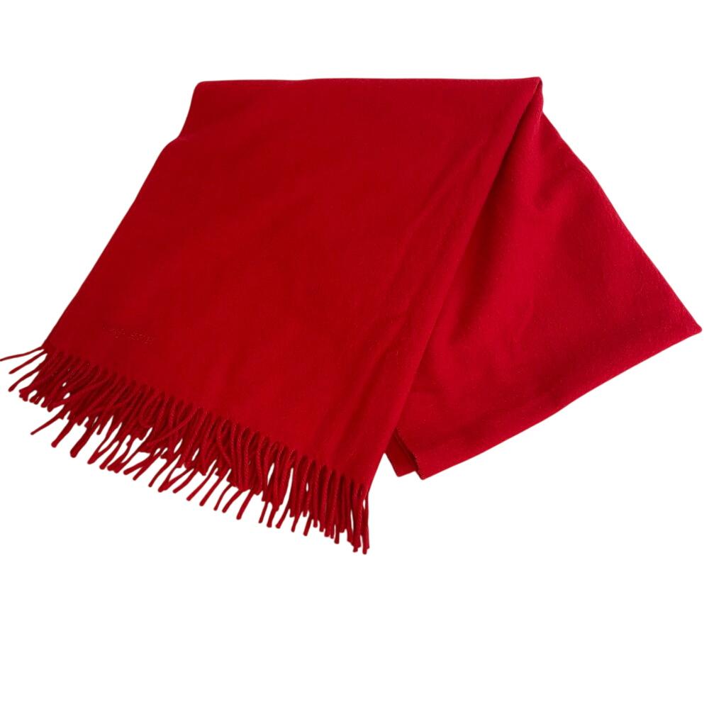 HERMES fringe cashmere Scarf Red cashmere Women Used