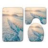 Beach View Bathroom Floor Mat Three-Piece Toilet Carpet Toilet Mat Set Door Mat Bathroom Non-Slip Mat