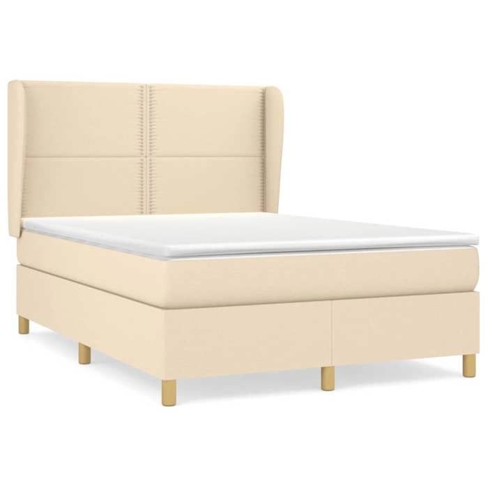 3128450 vidaXL Lit à sommier tapissier avec matelas Crème 140x200 cm Tissu