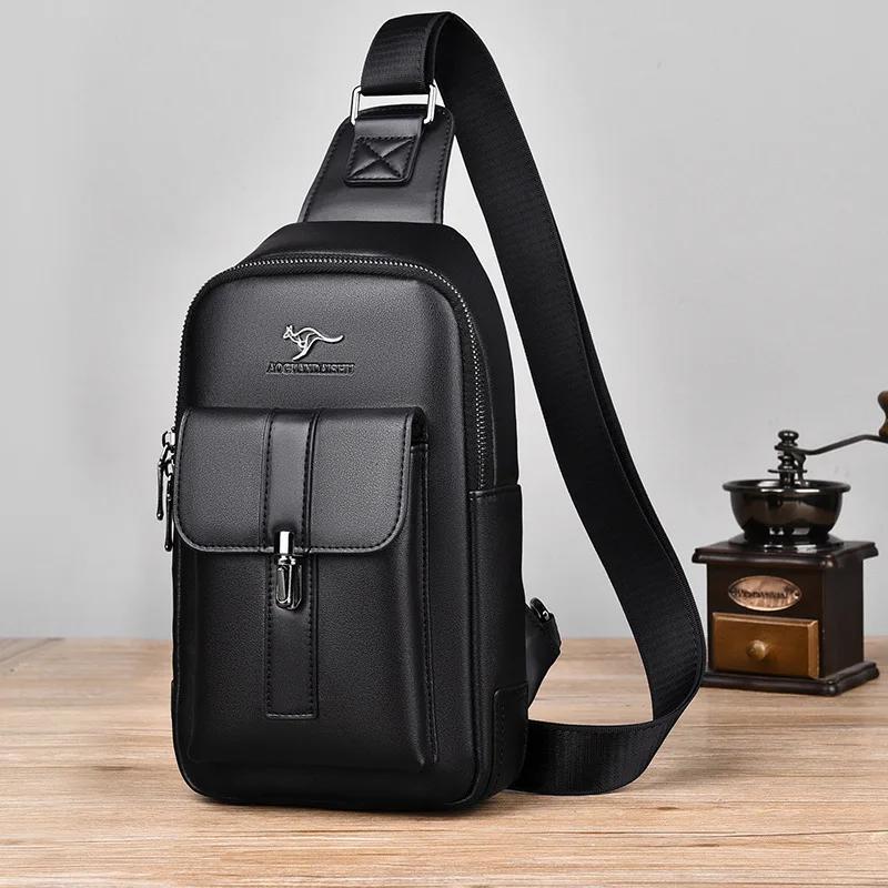 

Мужская нагрудная сумка, деловая уличная наплечная сумка, модная подвесная сумка, маленький рюкзак 29x17x7cm чёрный
