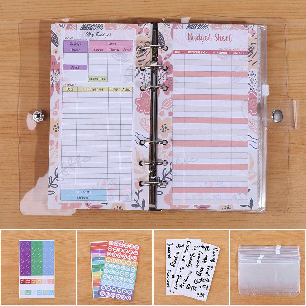 Transparent Loose-Leaf Binder Waterproof Creative A6 Budget Planner Multi Pockets Cash Letter Money Organizer Journal Planner