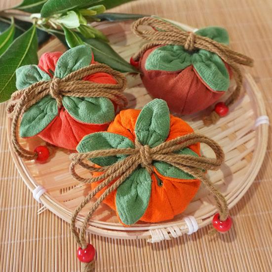 Liten persimonformad myntpåse Mini dragskopåse Bomullslinneplånbok Söt fruktdesign Väskpåse Gåvor till flickor Kvinnor