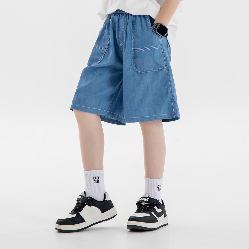 2026 Summer Boys' Tencel Denim Bermuda Shorts: Trendy, Skin-Friendly Mid-Length for Medium and Large Sizes