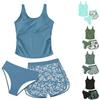 Girls Two Piece Tankini Swimsuit Set Floral Print Swim Shorts and Sleeveless Top Lightweight Quick Dry Swimwear for Kids