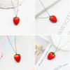 Fashion Strawberry Pendant Necklace Earring Sweet Clavicle Chain Simple Choker 3D Fruit Dangle Earring Statement Jewelry