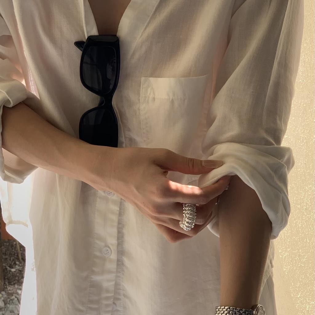 Old Money Wind Linen Shirt Women's White Loose Lazy Wind Long Sleeve Summer Casual Thin Sunscreen Top