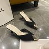 Fashion Cover Toe Thin Heels Shoes Mules For Women 2025 Slippers Flat Shallow Slides Pointed High Pumps Cover Toe Shallow Flat Shoes Fem
