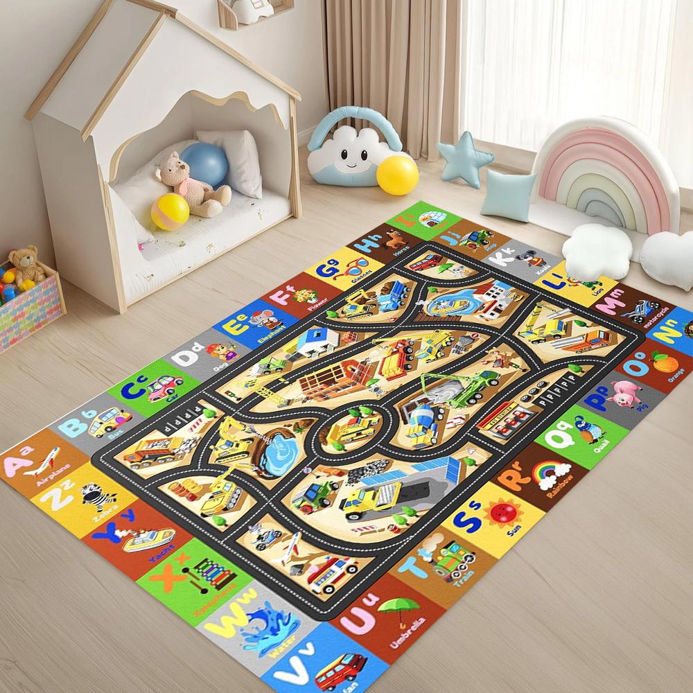 

Educational Playful Kids Alphabet Theme Game Rug for Kids Learning Area Nursery Activity Space Family Playroom Non-Slip Durable 50x80cm