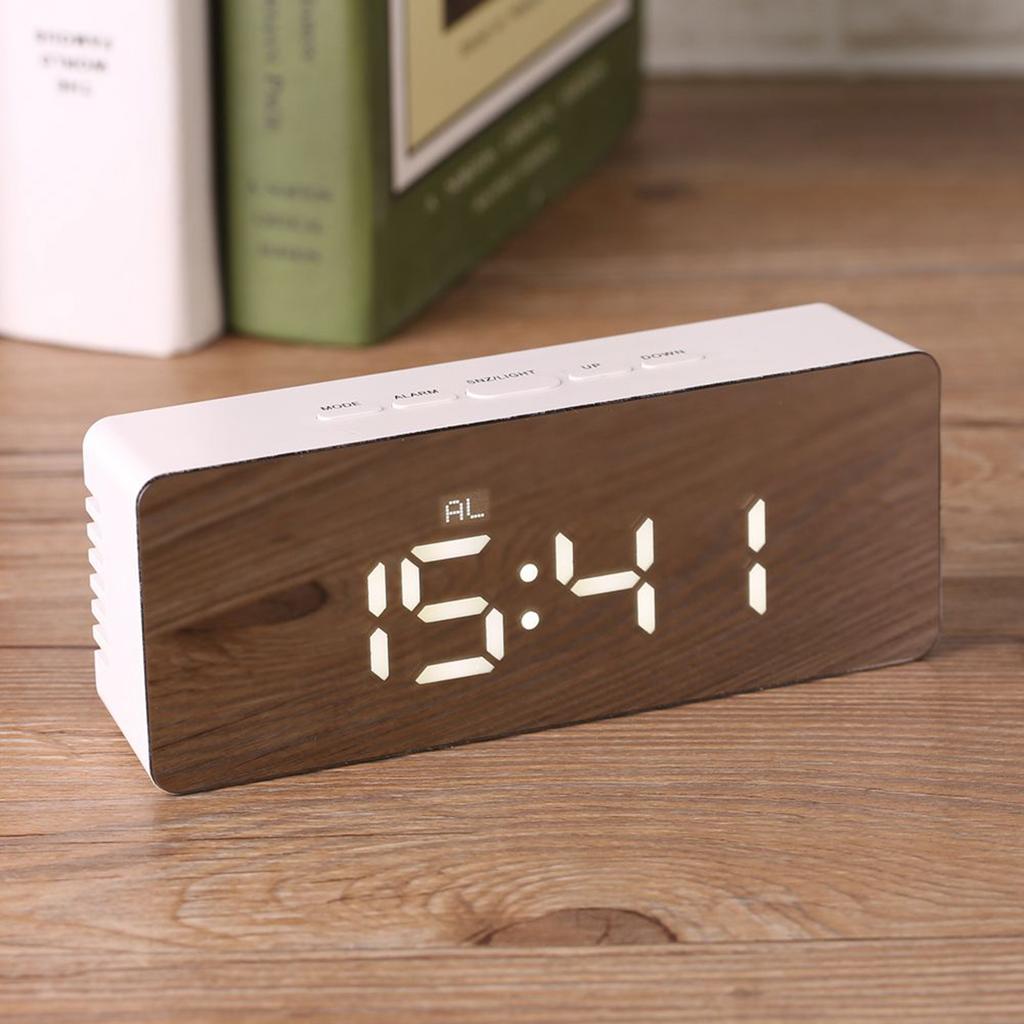 Multi function LED Digital Cosmetic Mirror Alarm Clock Gift Rectangle