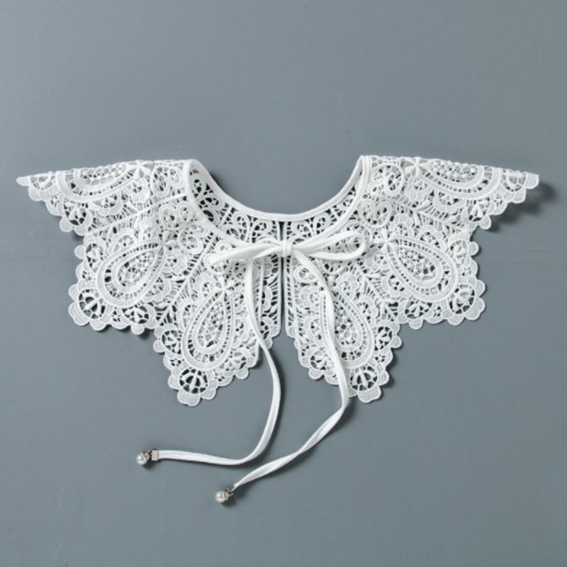 Lace Fake Collar Wild Hollow Collar Lace Cape Cloud Shoulder Pearl Lace Shawl Fairy Girl Accessories Antique Ornaments Necktie