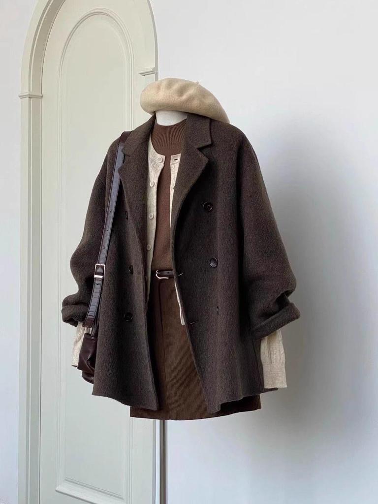Women's Trendy Maillard Woolen Coat, 2025 Winter Collection - Cotton-Padded, Mid-Length, Petite Size