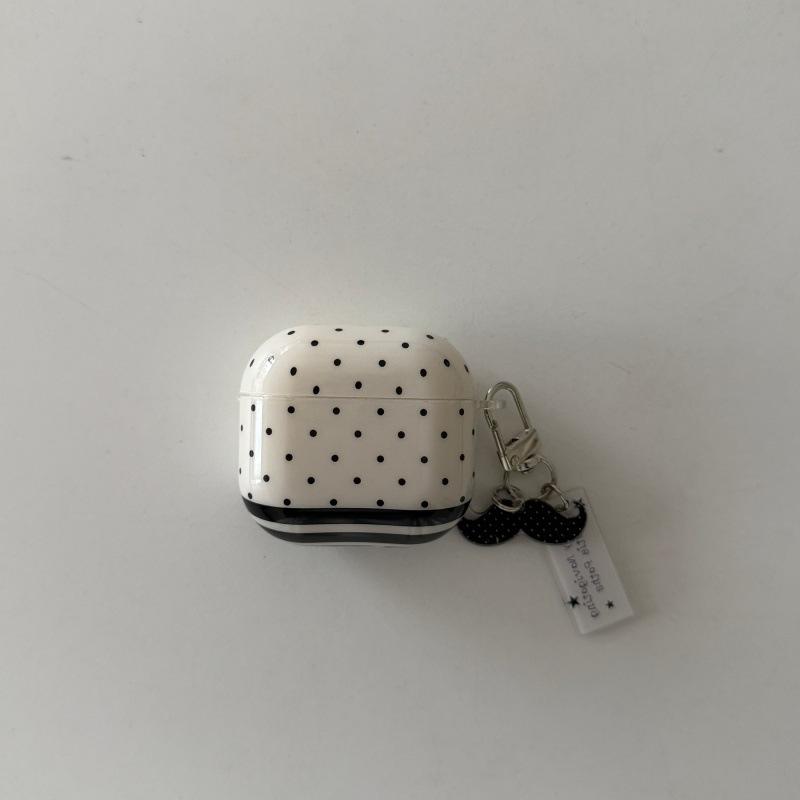 Black and White Polka Dot Stripes Are Suitable for Apple AirPods 1st Generation Protective Case Pro1 Bluetooth Headset Case Pro1 Generation Simple