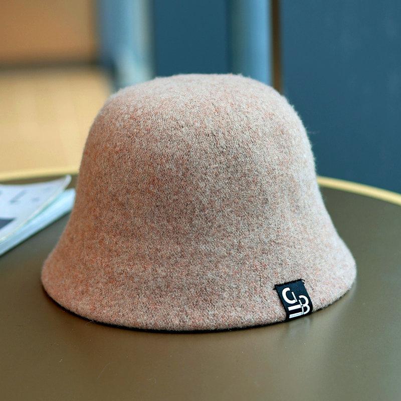 New autumn and winter wool woolen fisherman's hat children's fashionable versatile face small plain bucket hat
