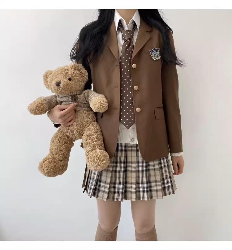 Camellia & Book Academy Style Black Blazer: Petite British School Uniform Outerwear for Women