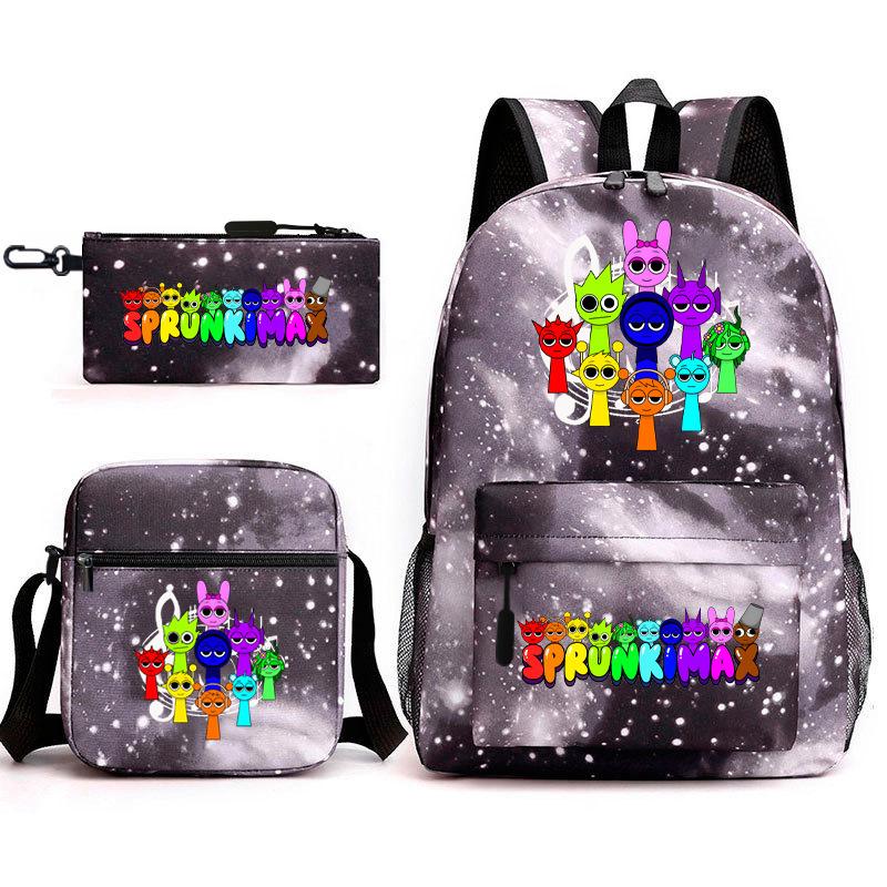 Anime Cartoon Backpack Sprunki Large Capacity Primary School Student Schoolbag Satchel Pencil Case