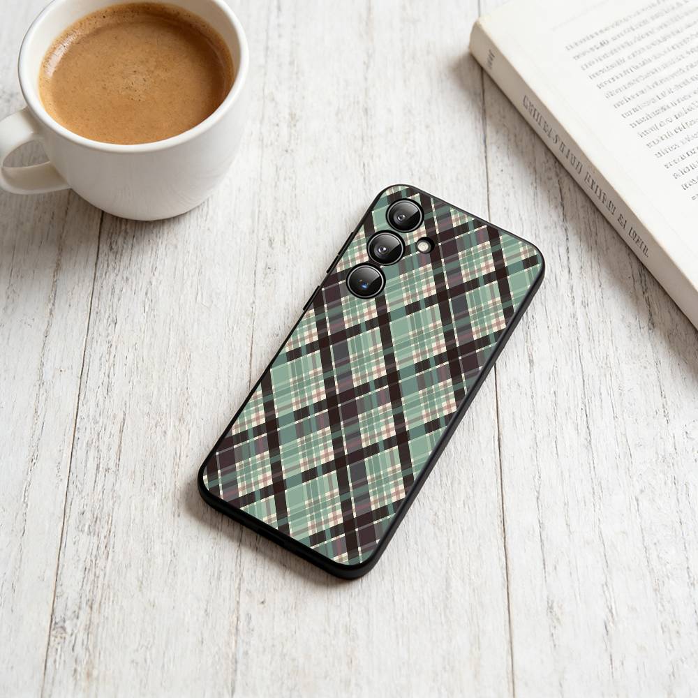 

Fashionable Classic Plaid Pattern Phone Case For Samsung Galaxy A73,A72,A71,A70,A53,A52,A51,Others Soft Black Cover Samsung a72