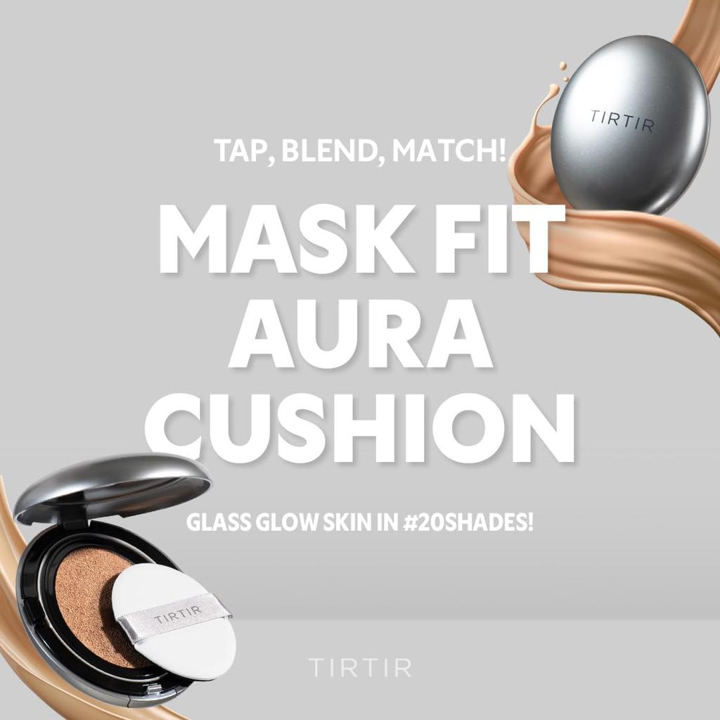 TIRTIR Mask Fit Aura Cushion Foundation, Full coverage, Skin fit, Satin Glow Finish, Korean Cushion Foundation #24N LATTE, 4.5g