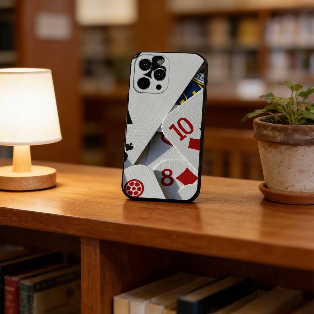 Poker Phone Case For iPhone 17, 16,15,14,13,12,11 Plus,Pro Max, Others Soft Black Cover