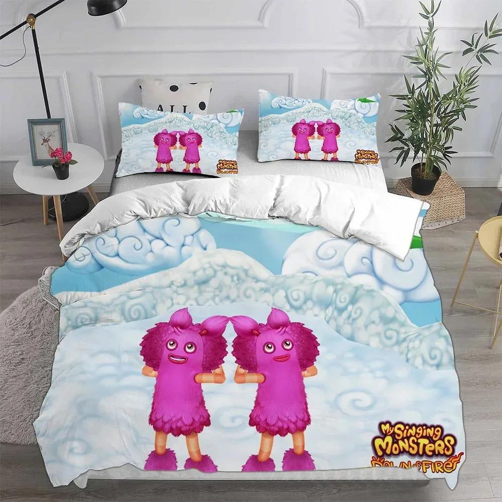 

Anime duvet cover pilowcase, My Game Sing Monsters beding set king print soft home textiles home bedrom set gifts 100*200cm Single