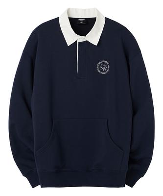 URBANAGE Ubna Logo Embroidered Rugby Sweatshirt_Navy