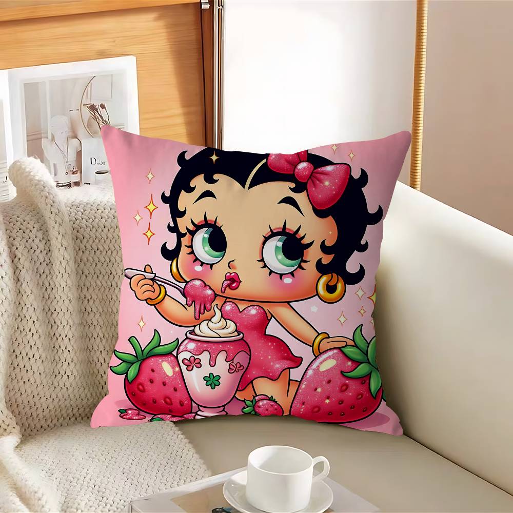

B-Betty Boop Personalized Pillow Dust Cover Bedroom Kids Party Decoration Pillowcase Birthday Children Gift 12x12Inch