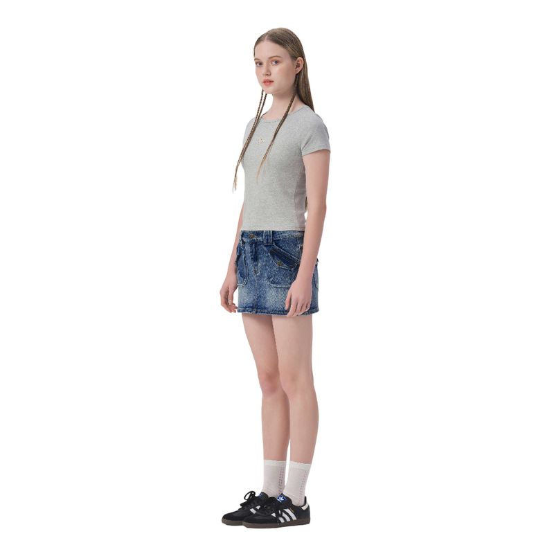 Yescci American vintage Cargo Denim Straight Skirt