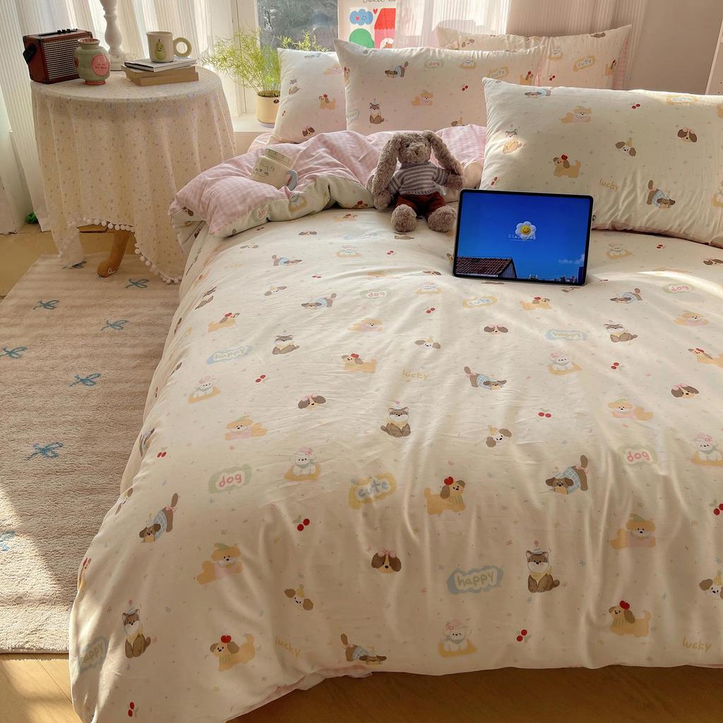 Early Spring 2026 Cute Cartoon Pure Cotton 3-Piece Bedding Set - Skin-Friendly and Age-Reducing