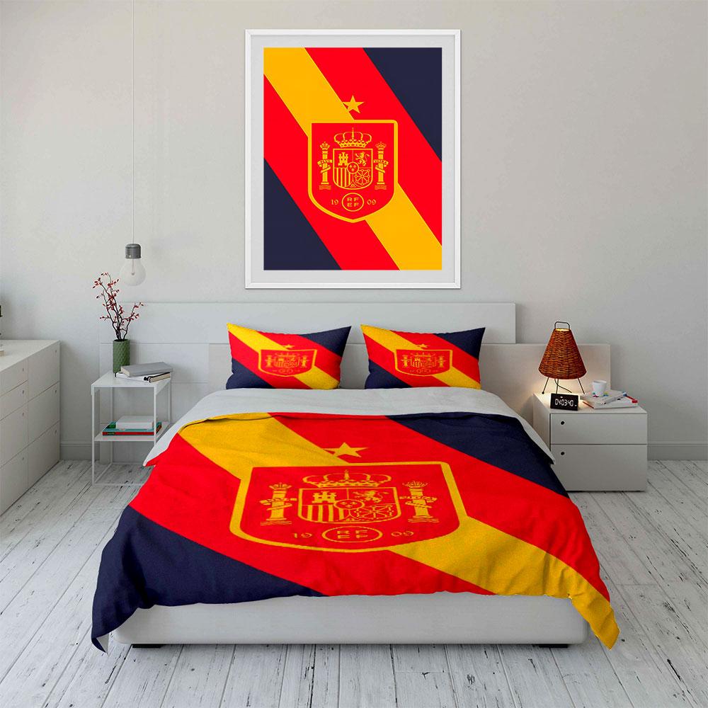 Flag-themed Spanish Emblem Bedding Sets Duvet Cover Sets Duvet Covers Pillowcases(1*Duvet Cover 2*Pillowcases Without Duvet Insert)