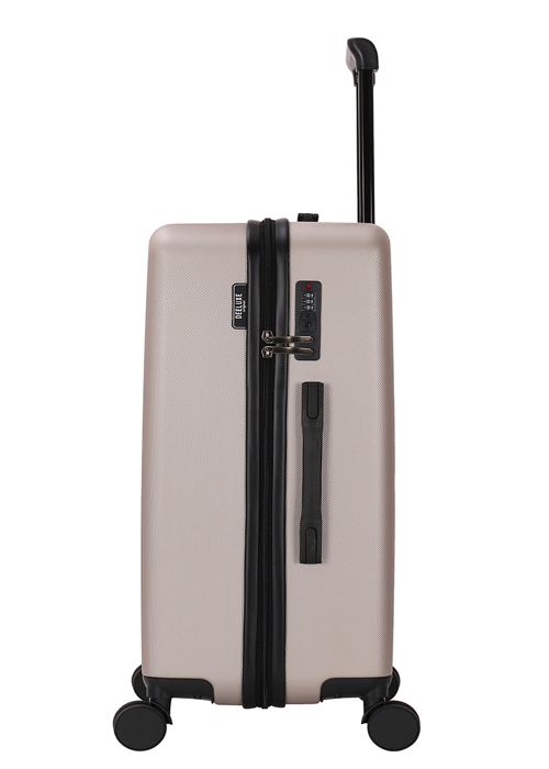 DEELUXE - 4-wheel Double ABS Rigid Cabin Suitcase 34x55x23cm DOWNTOWN BEIGE SAND