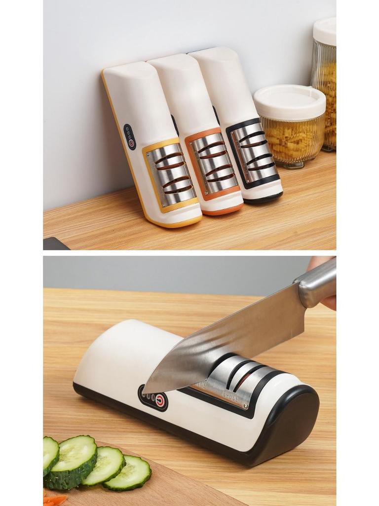 Electric Knife Sharpener with Whetstone and Quick Charging - Compact Kitchen Tool