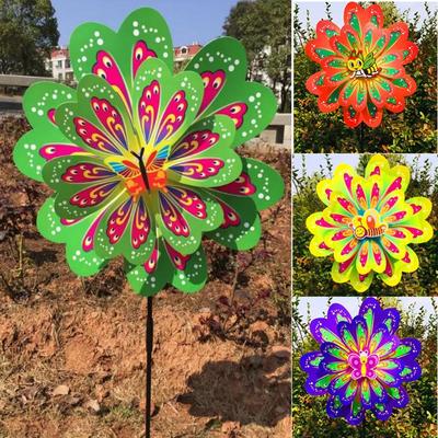 Multistyles Rotating Wind Spinner Standing Lawn Flower Pinwheel  Outdoor Party Picnic Decor