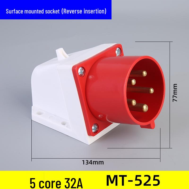 Waterproof Industrial Aviation Plug Socket: 16/32A Three-Phase Connector, 3-5 Pin, Recessed/Surface Mount Options
