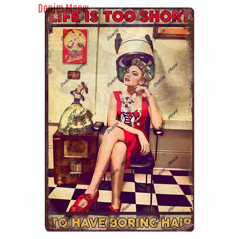 Vintage Hair Stylist Metal Tin Sign, Tattoo Artist Metal Poster, Retro Hairdressing Salon,  Room Wall Poster, Home Decor WY243