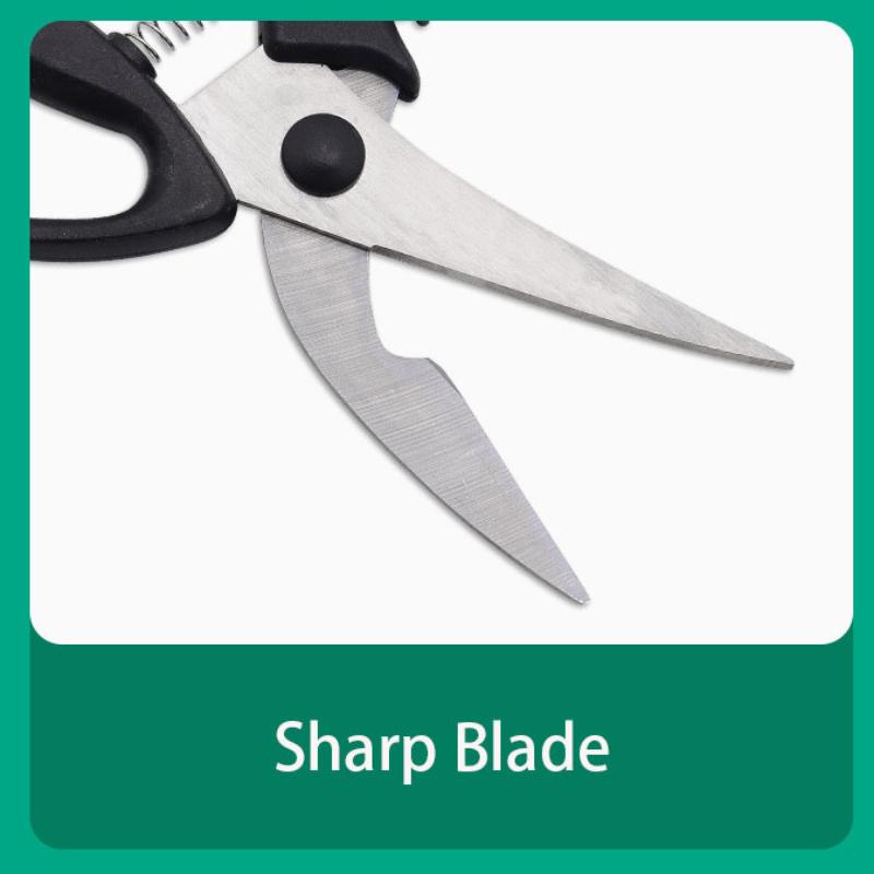 PP Handle Seafood Chicken Bone Cutting Tools Household Stainless Steel Blade Kitchen Scissors with Effort Saving Spring
