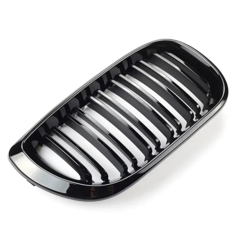 1Pair For BMW 3 Series E46 Car Front Bumper Grilles Racing Grill Kidney Dual Line Grills Gloss Black Grille 4 Door 2002-2005